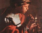 Boy Lighting a Pipe - 亨德里克·特布鲁根